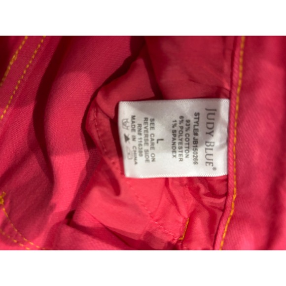 Judy Blue Los Angeles Pink Denim Shorts Bright‎ Colored High Waist Womens L - Picture 4 of 5